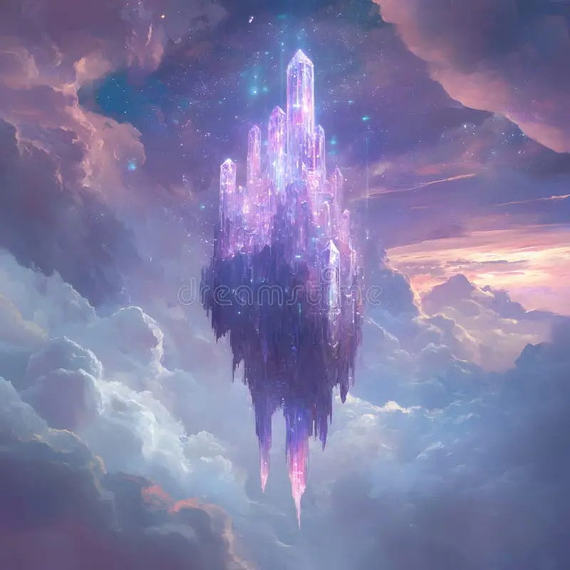 澳门赌场紫色水晶城堡漂浮在梦幻天空